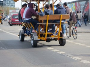 okay, we have pedal wagons like this in Portland but the folks aren't drinking beer in Portland